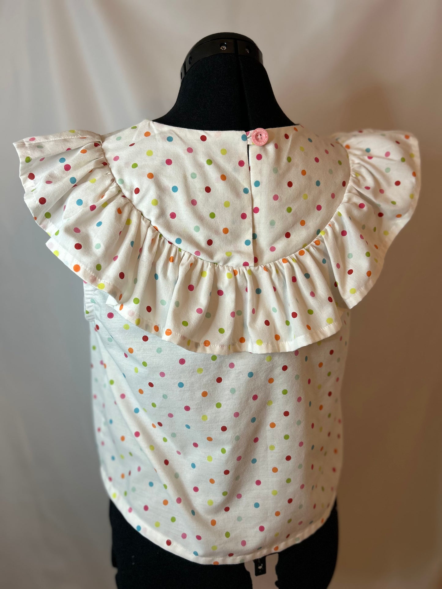 Handmade Upcycled Polka Dot Ruffle Top