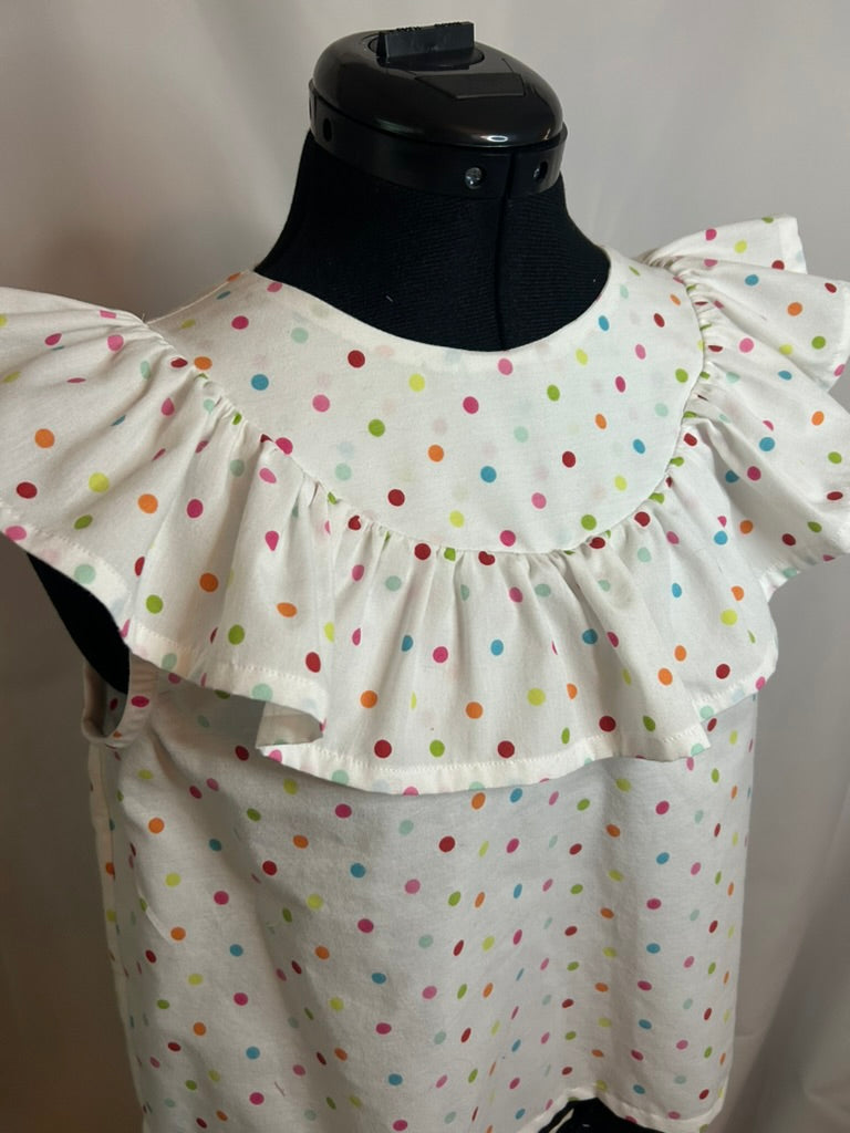 Handmade Upcycled Polka Dot Ruffle Top