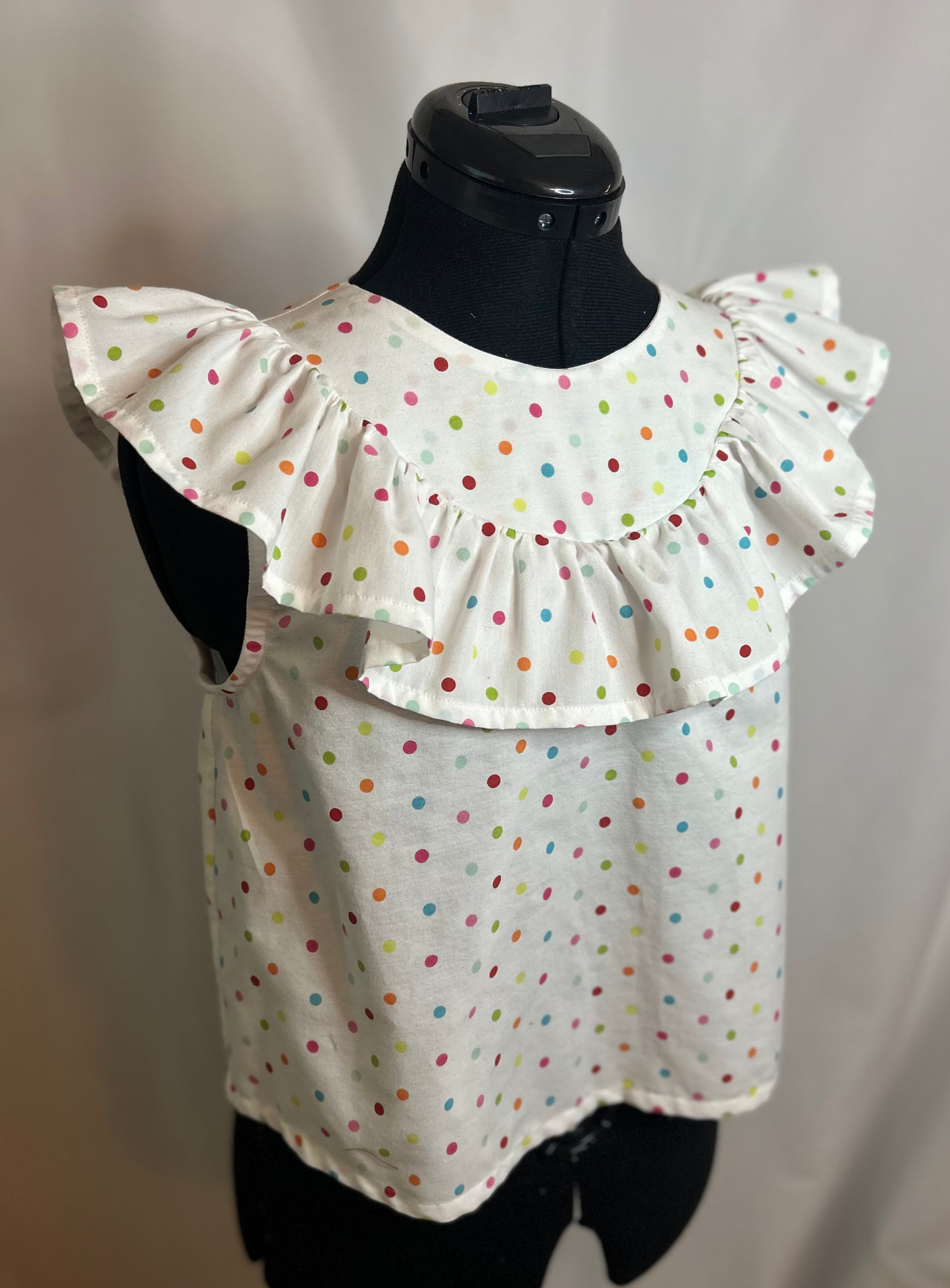 Handmade Upcycled Polka Dot Ruffle Top