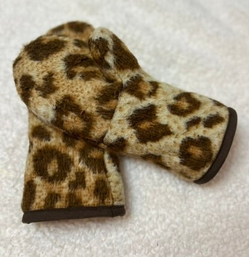 Handmade Upcycled Leopard Blanket Mittens