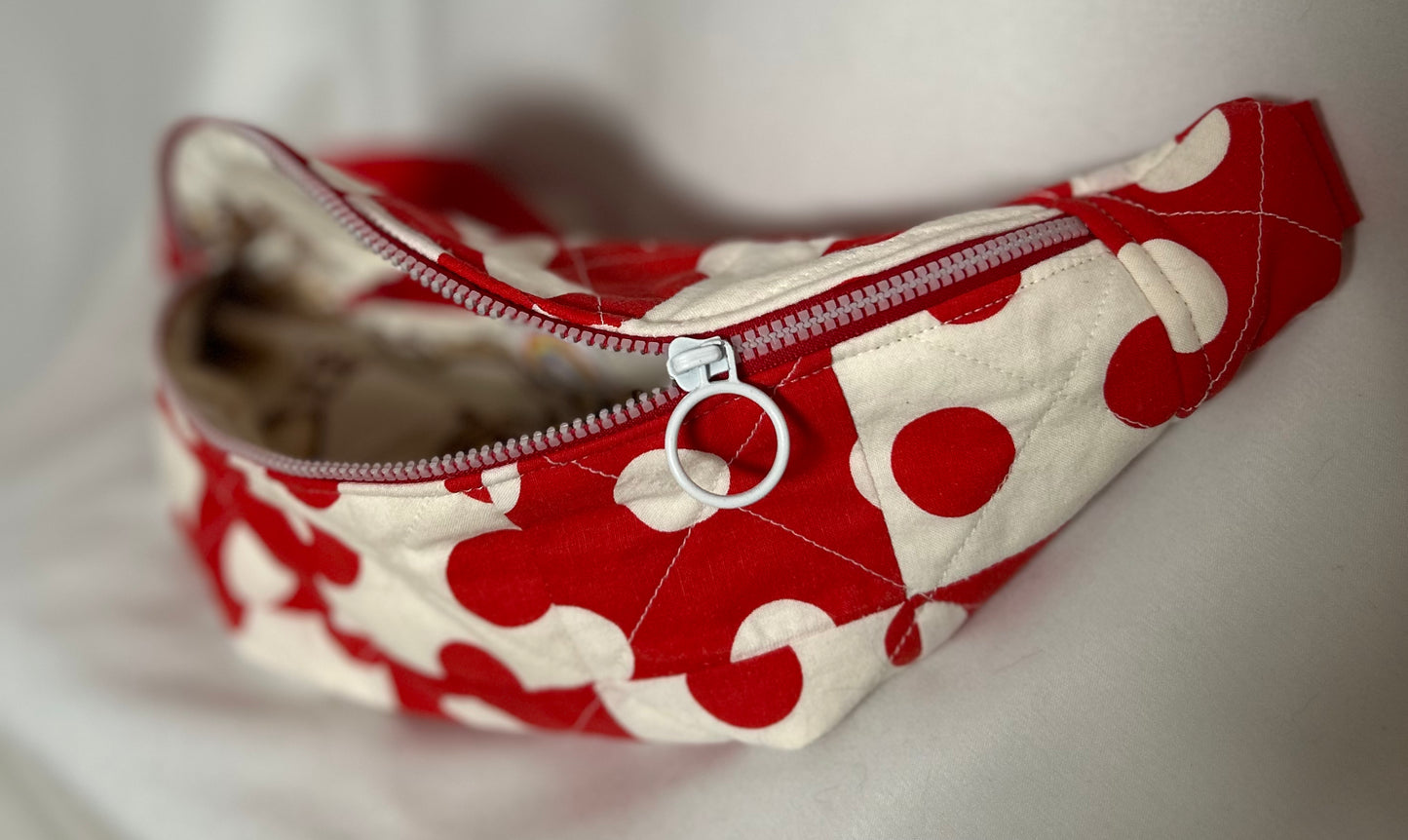 Handmade Upcycled Quilted Polka Dot Hip Bag, Fanny Pack