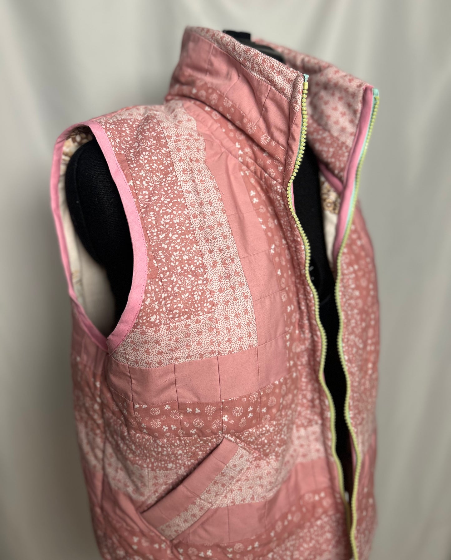 Handmade Upcycled Pink Quilt Vest