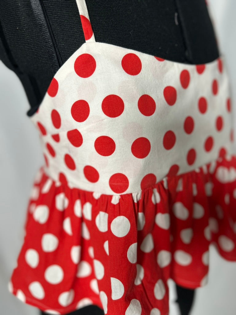 Handmade Upcycled Polka Dot Ruffle Tank