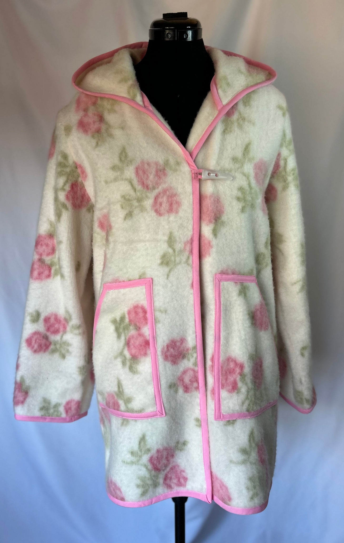 Handmade Upcycled Rose Blanket Coat- One-of-a-kind and Sustainable