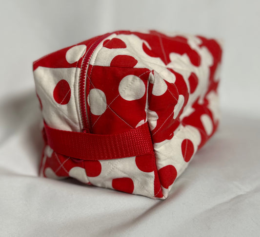 Handmade Upcycled Quilted Polka Dot Boxy Pouch