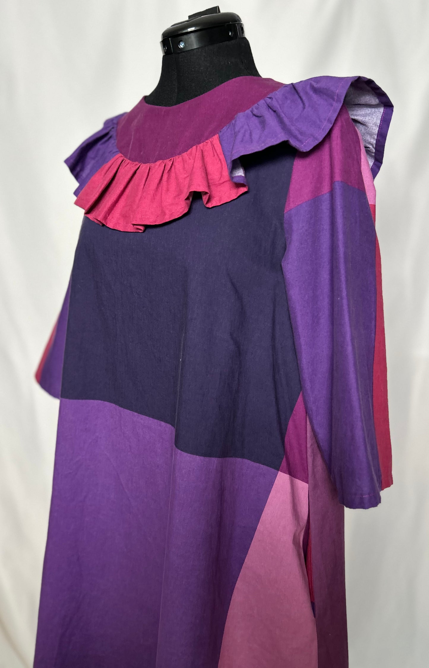 Handmade Upcycled A-Line Cotton Dress with Pockets