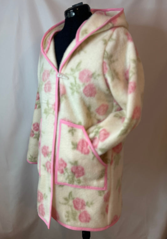 Handmade Upcycled Rose Blanket Coat- One-of-a-kind and Sustainable