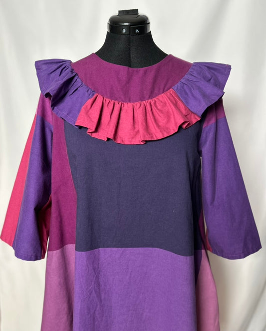 Handmade Upcycled A-Line Cotton Dress with Pockets