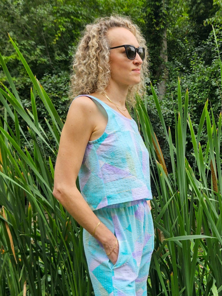 Handmade Upcycled Boxy Scoop Back Tank