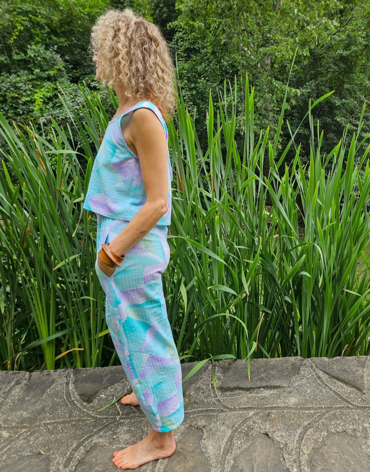 Handmade Upcycled Boxy Scoop Back Tank