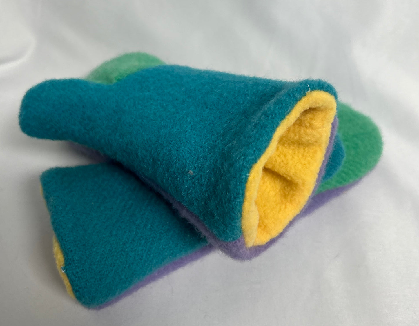 Handmade Upcycled Colour Block Wool Mittens