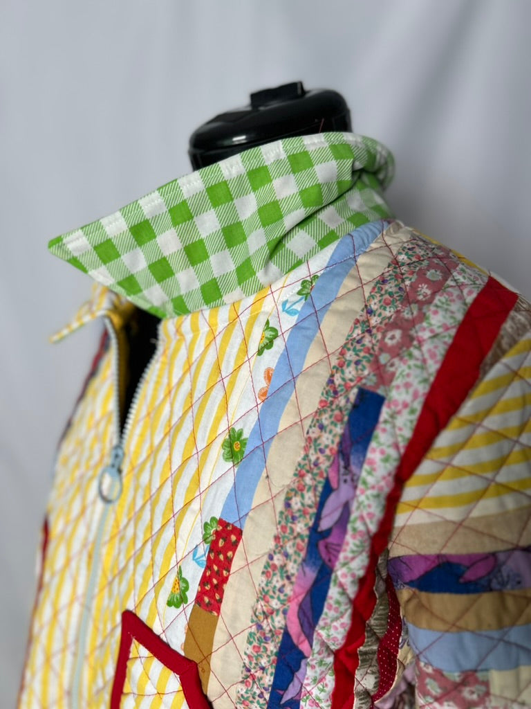 Handmade Upcycled Colourful Quilt Jacket