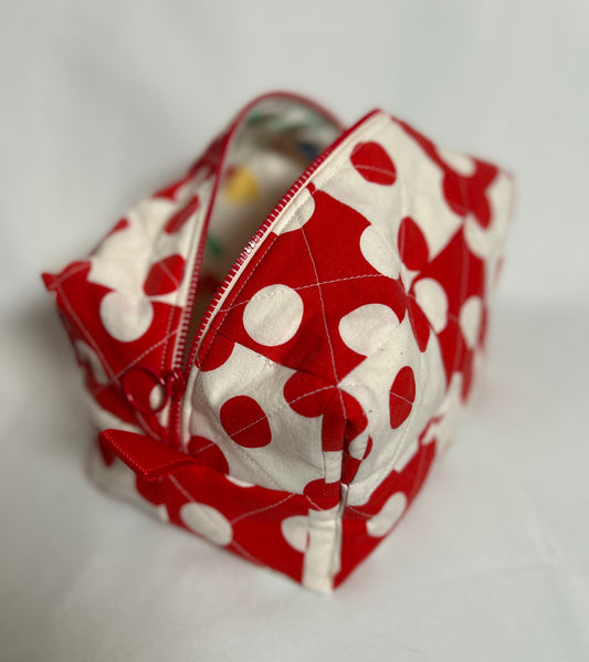 Handmade Upcycled Quilted Polka Dot Boxy Pouch
