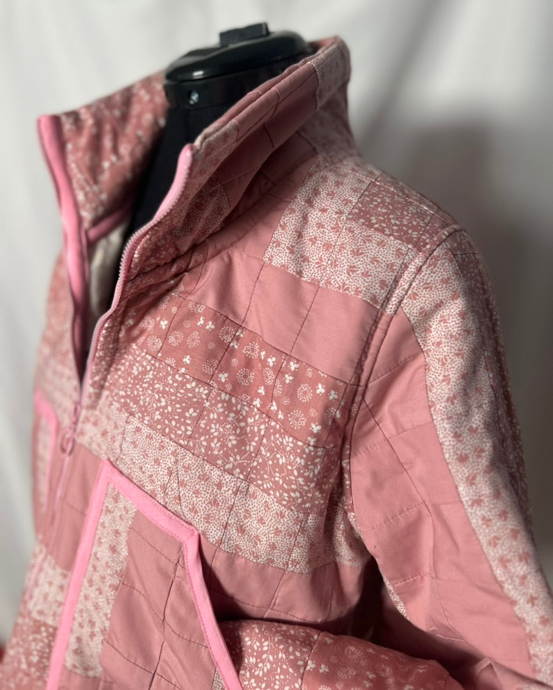 Handmade Upcycled Pink Quilt Shortie Coat