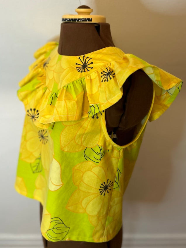 Handmade Upcycled Cotton Ruffle Top