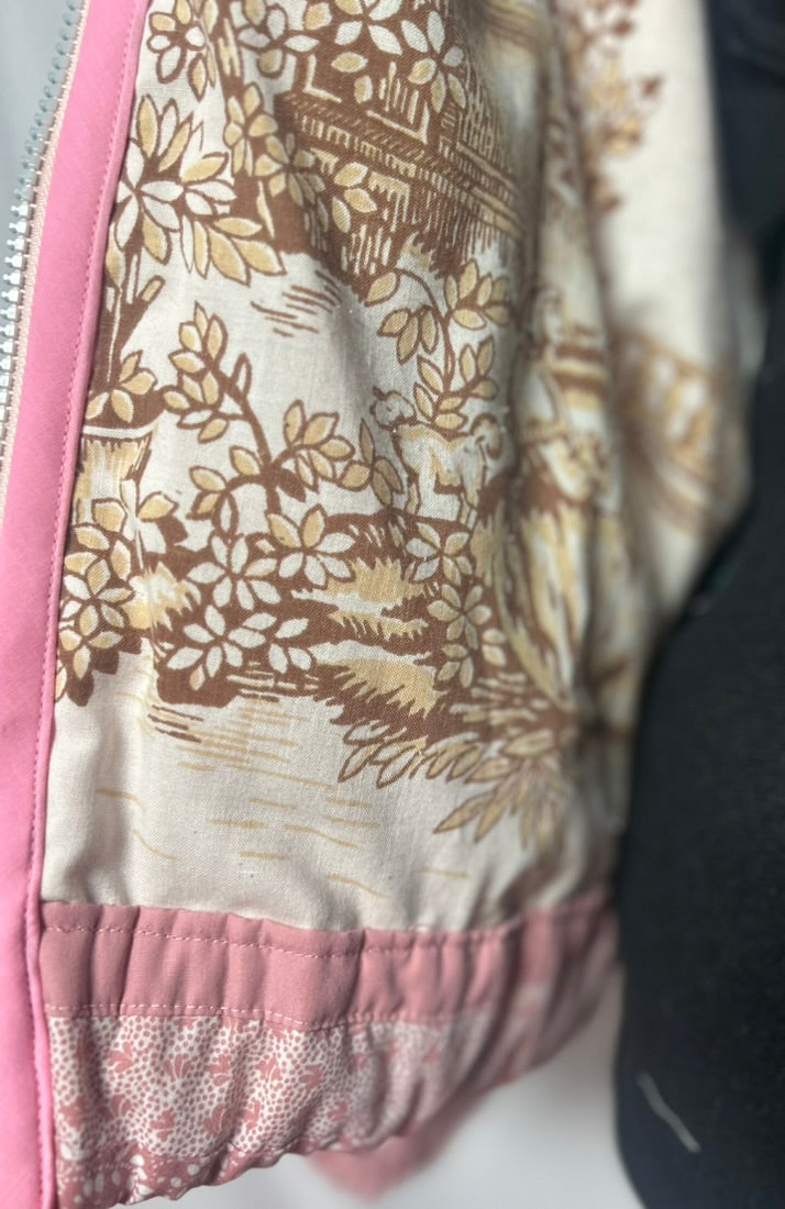 Handmade Upcycled Pink Quilt Hoodie Jacket- Sustainable and One-Of-A-Kind