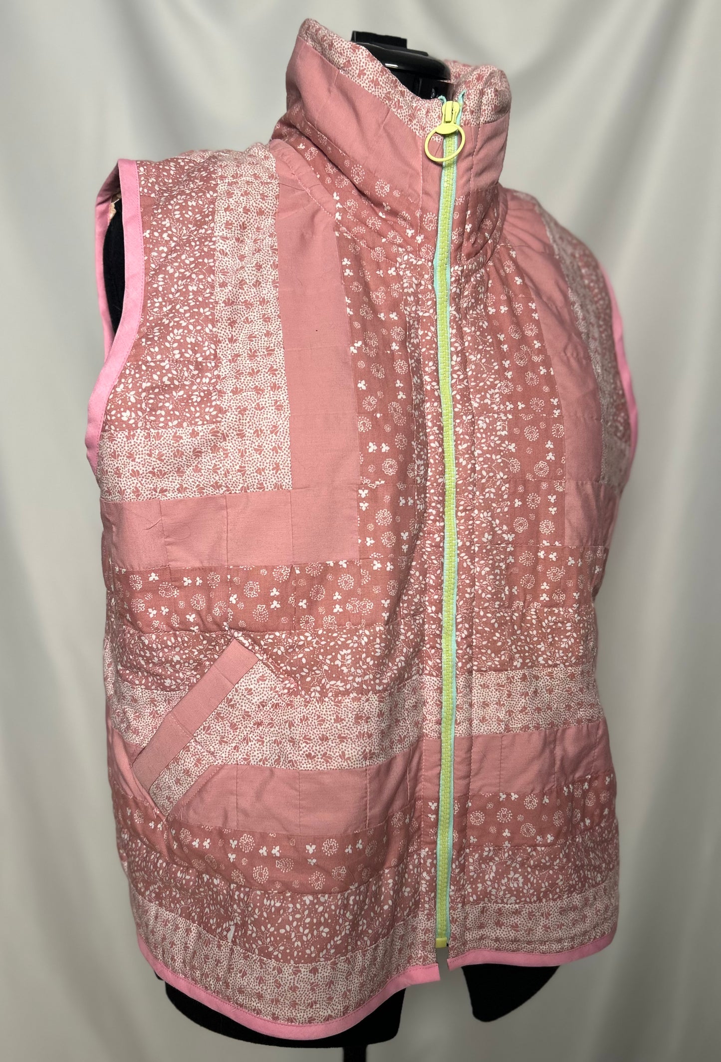 Handmade Upcycled Pink Quilt Vest