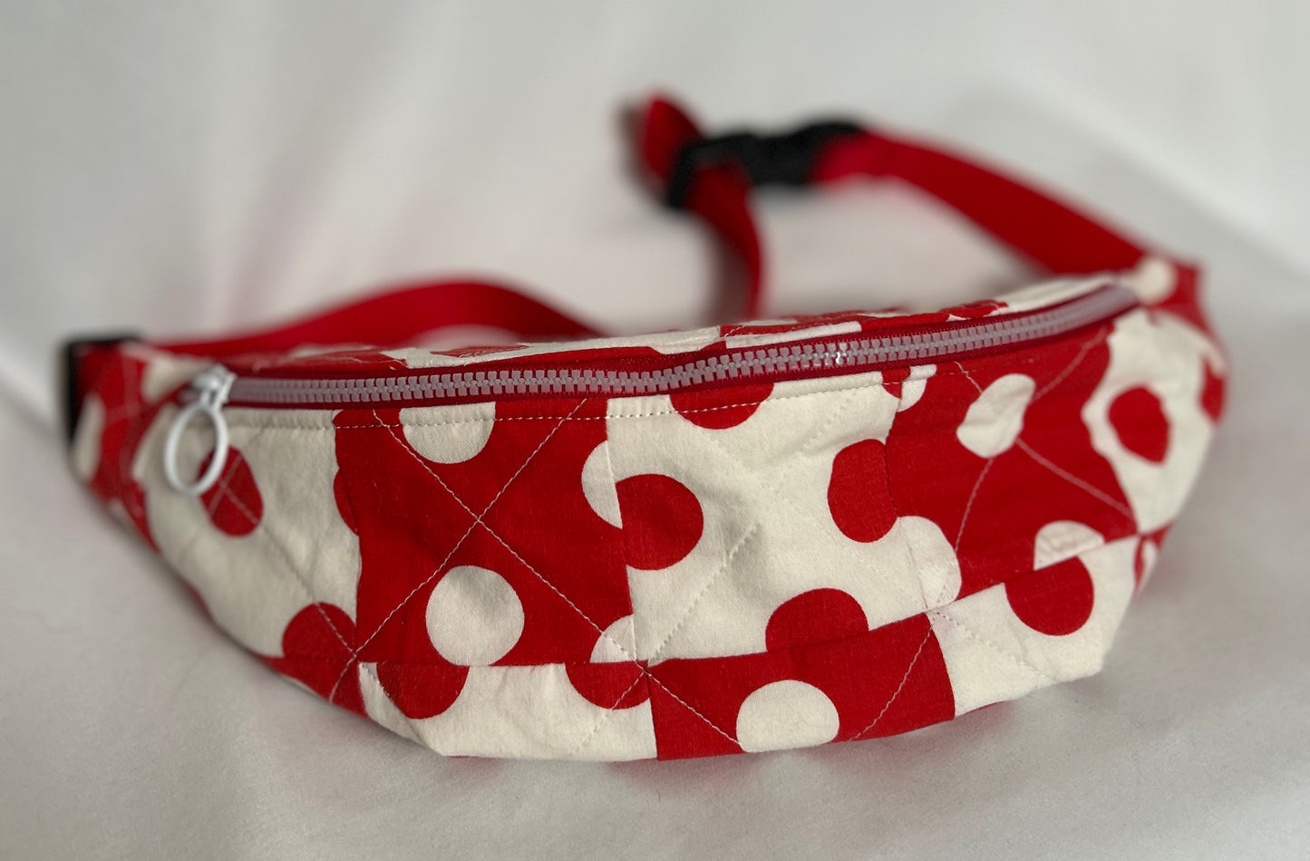 Handmade Upcycled Quilted Polka Dot Hip Bag, Fanny Pack