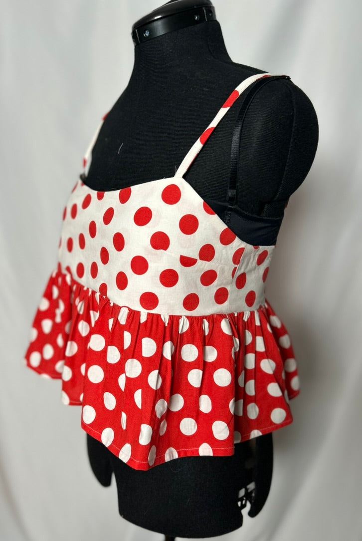 Handmade Upcycled Polka Dot Ruffle Tank
