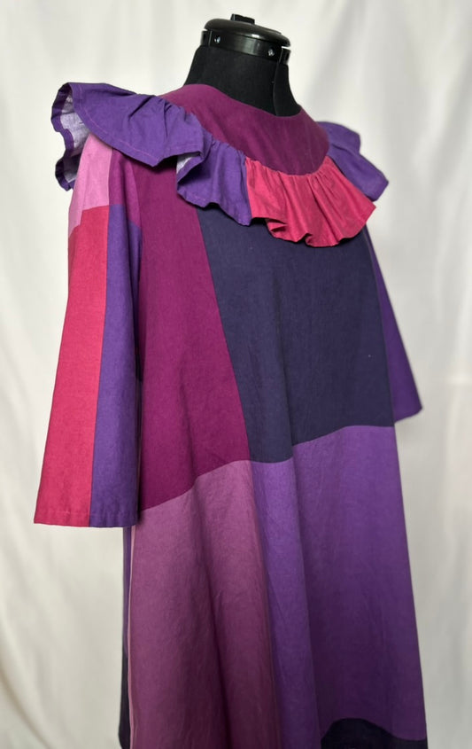 Handmade Upcycled A-Line Cotton Dress with Pockets