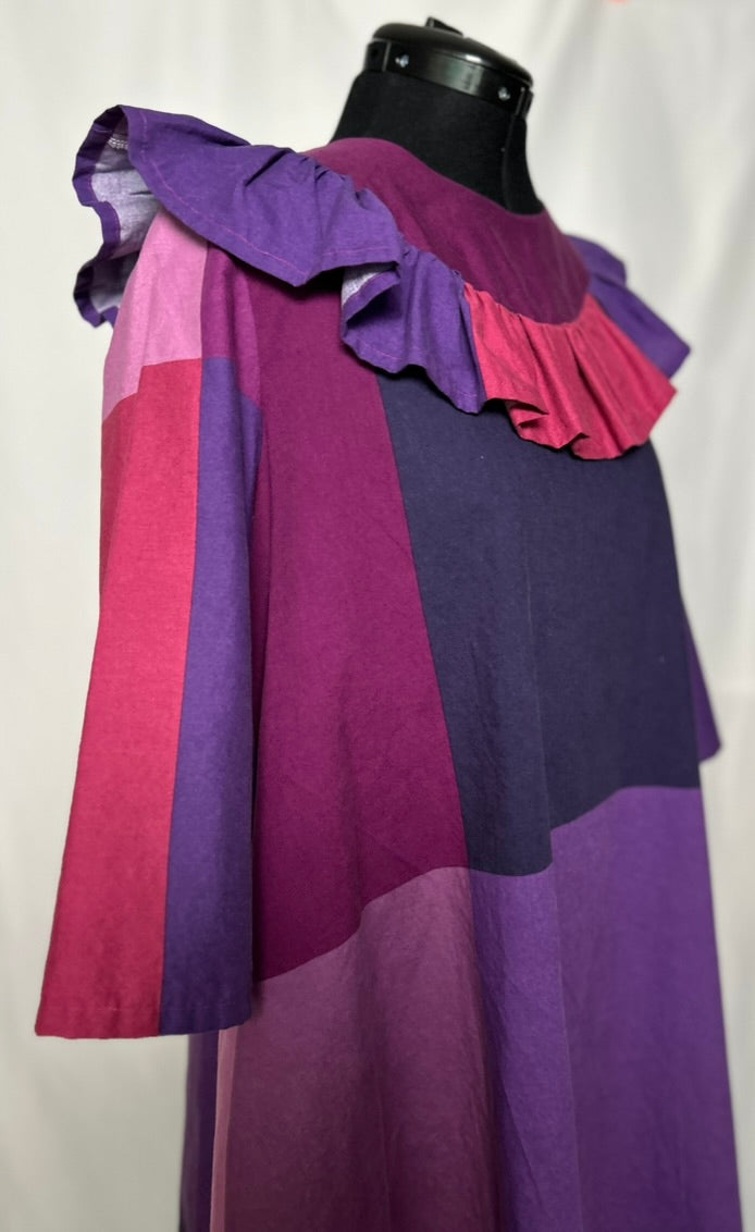 Handmade Upcycled A-Line Cotton Dress with Pockets