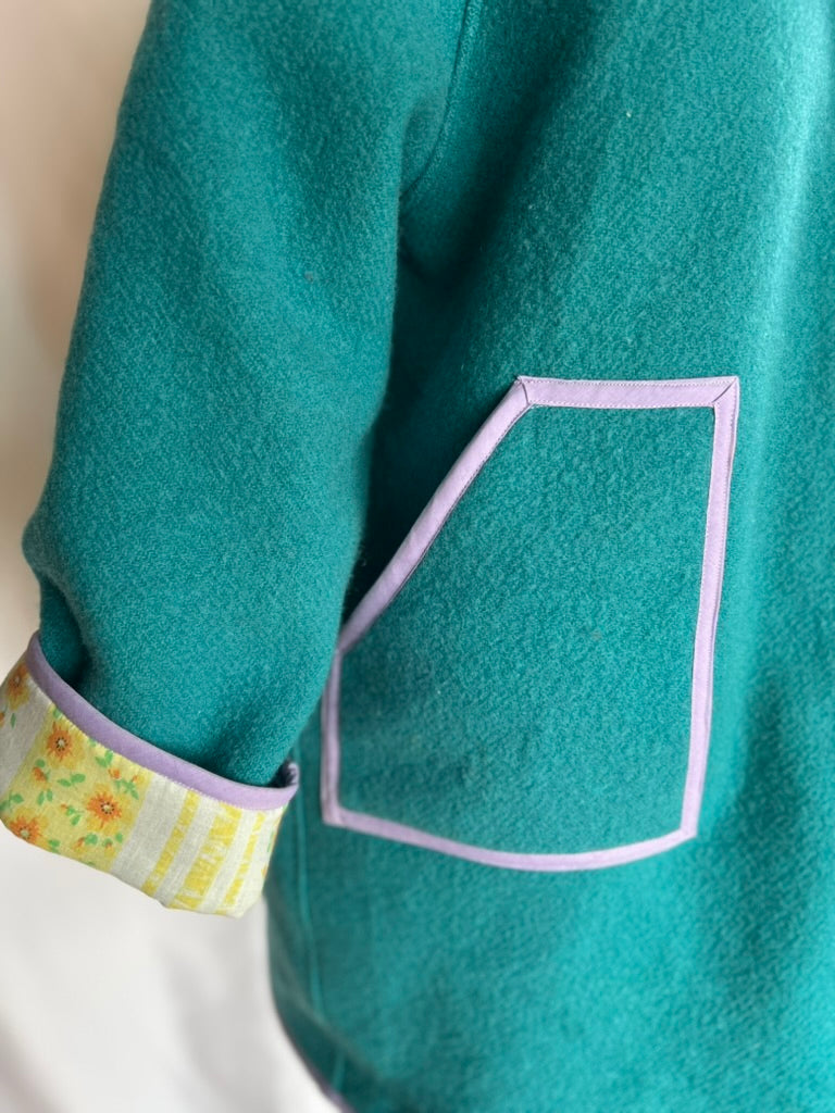 Handmade Upcycled Vintage Wool Blanket Coat with Hood