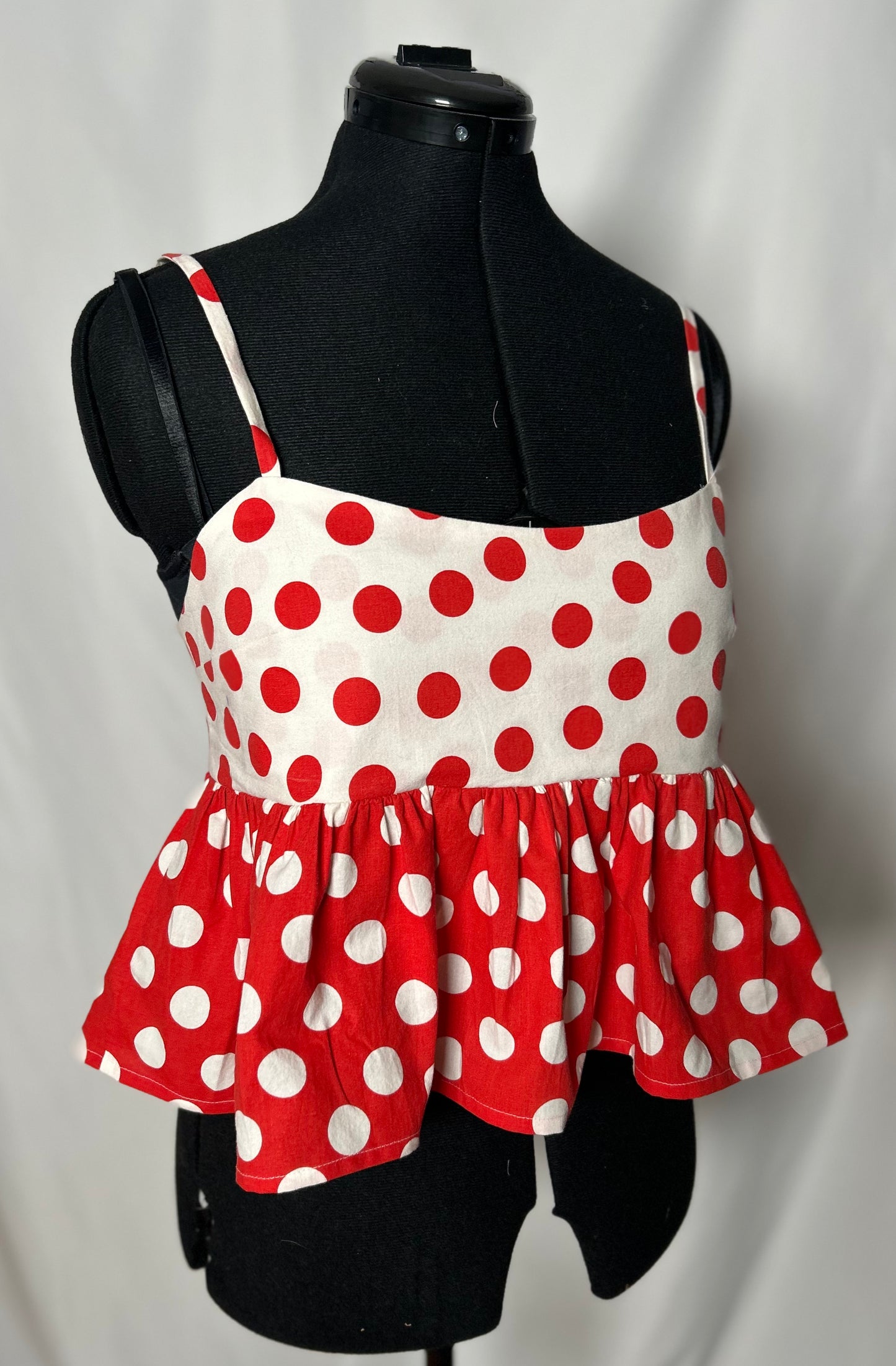 Handmade Upcycled Polka Dot Ruffle Tank