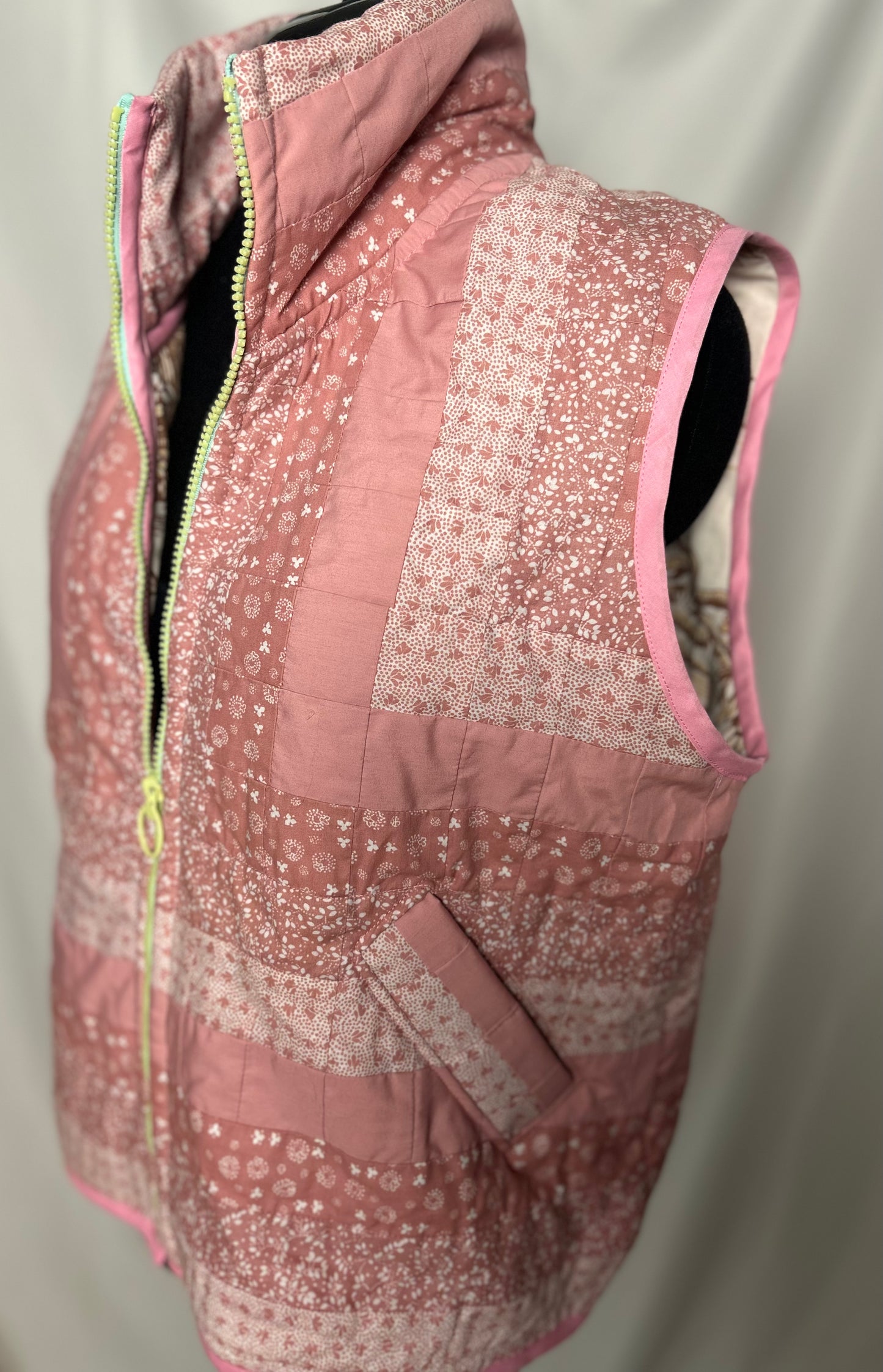 Handmade Upcycled Pink Quilt Vest