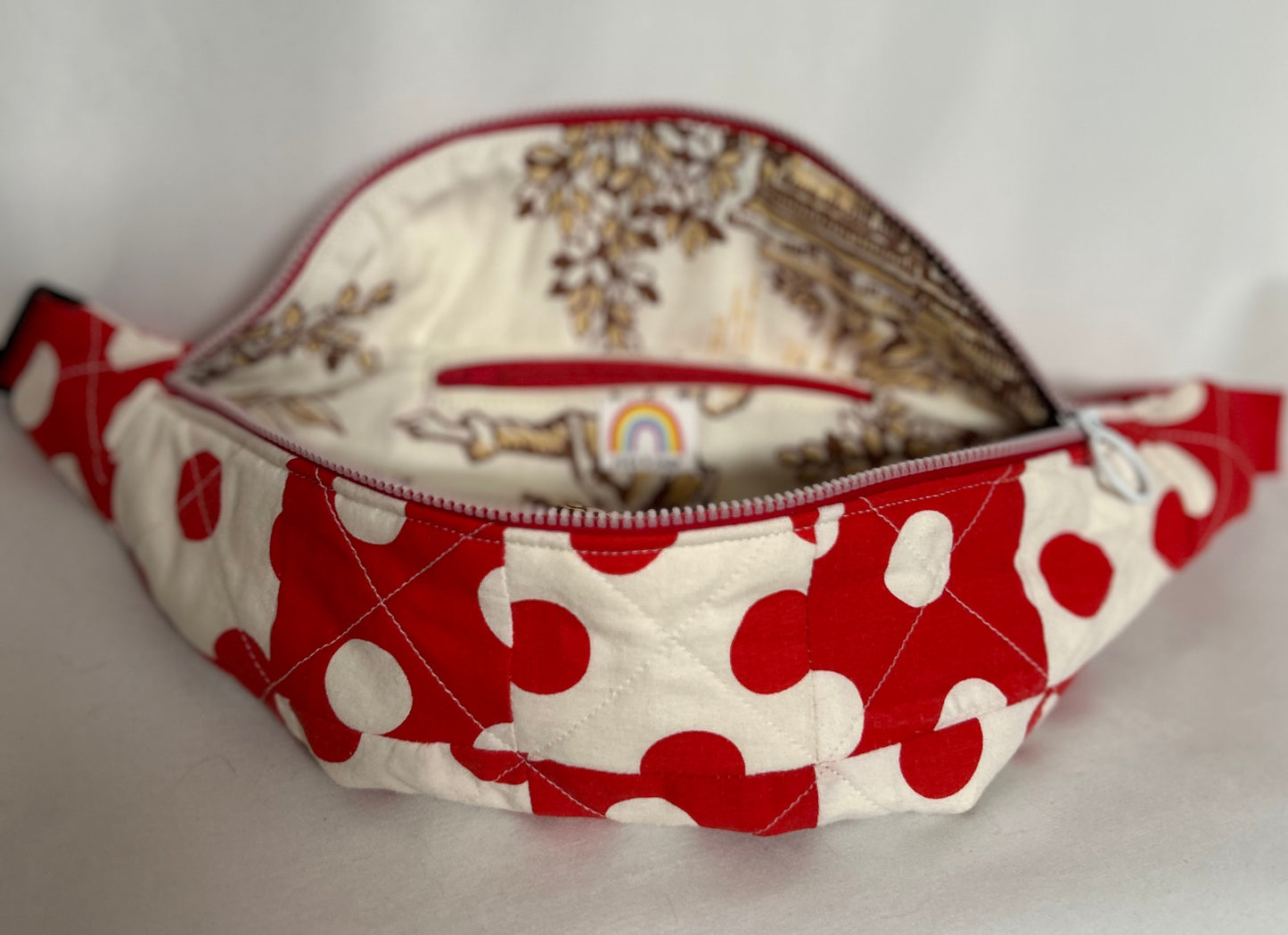 Handmade Upcycled Quilted Polka Dot Hip Bag, Fanny Pack