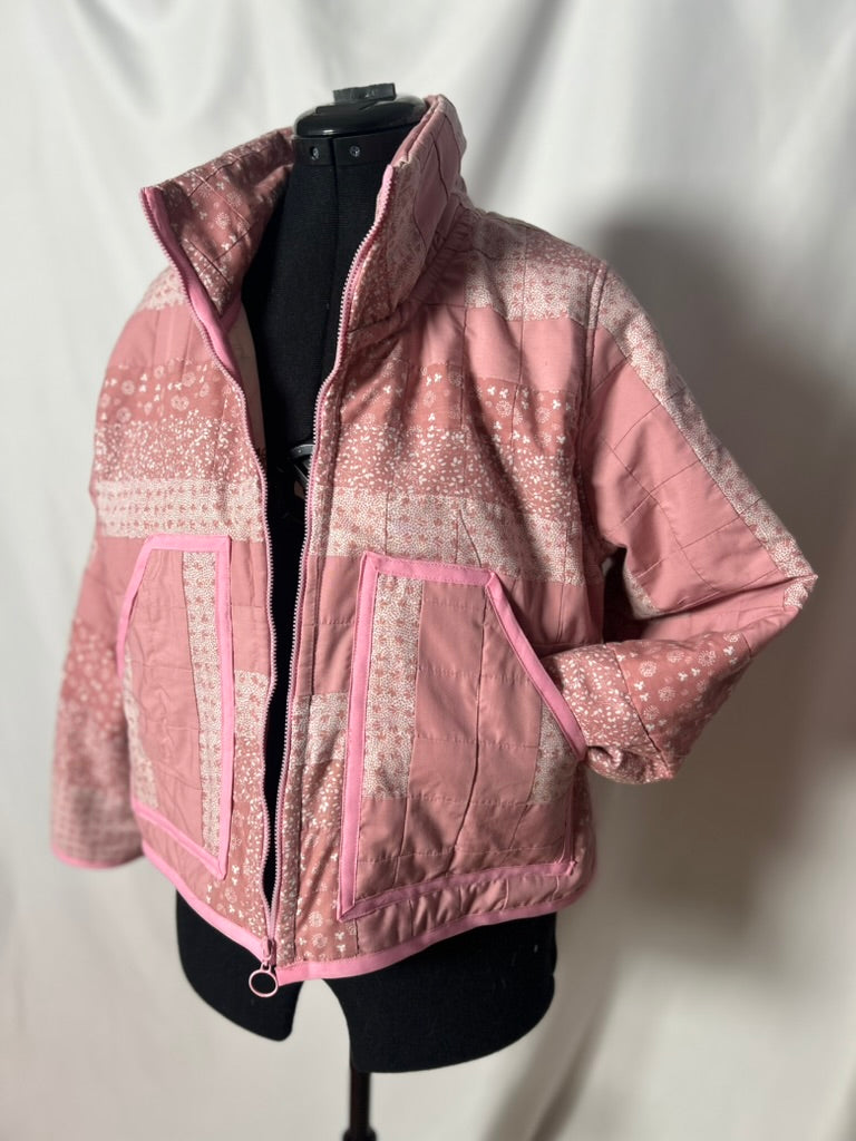 Handmade Upcycled Pink Quilt Shortie Coat