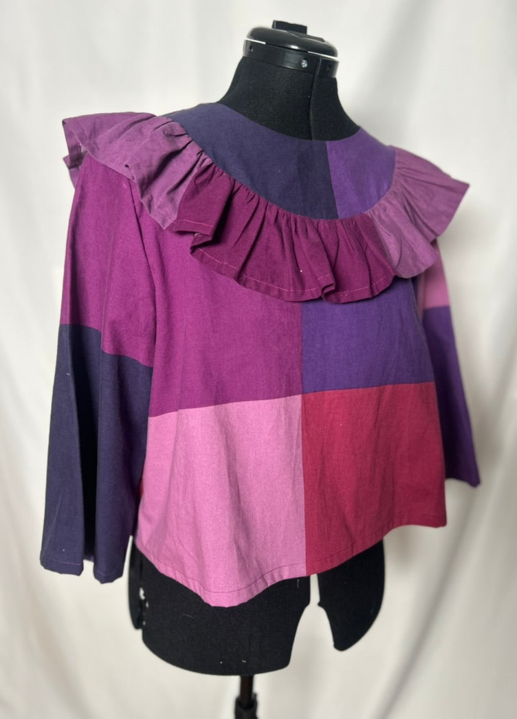 Handmade Upcycled Long Sleeve Ruffle Top