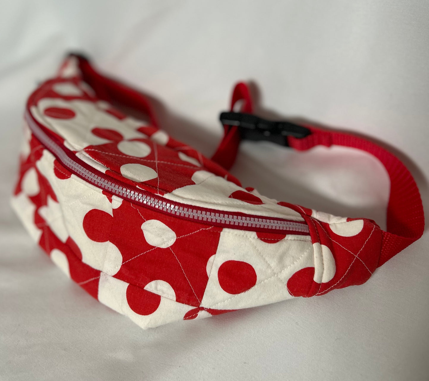 Handmade Upcycled Quilted Polka Dot Hip Bag, Fanny Pack
