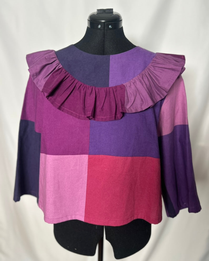 Handmade Upcycled Long Sleeve Ruffle Top