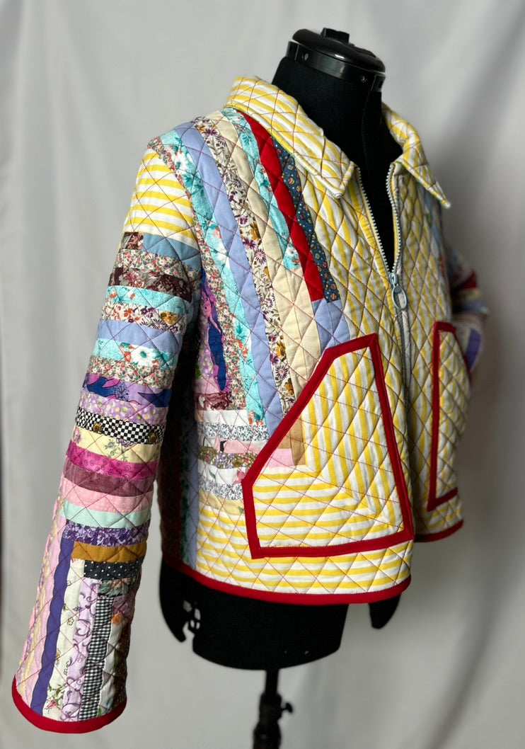 Handmade Upcycled Colourful Quilt Jacket