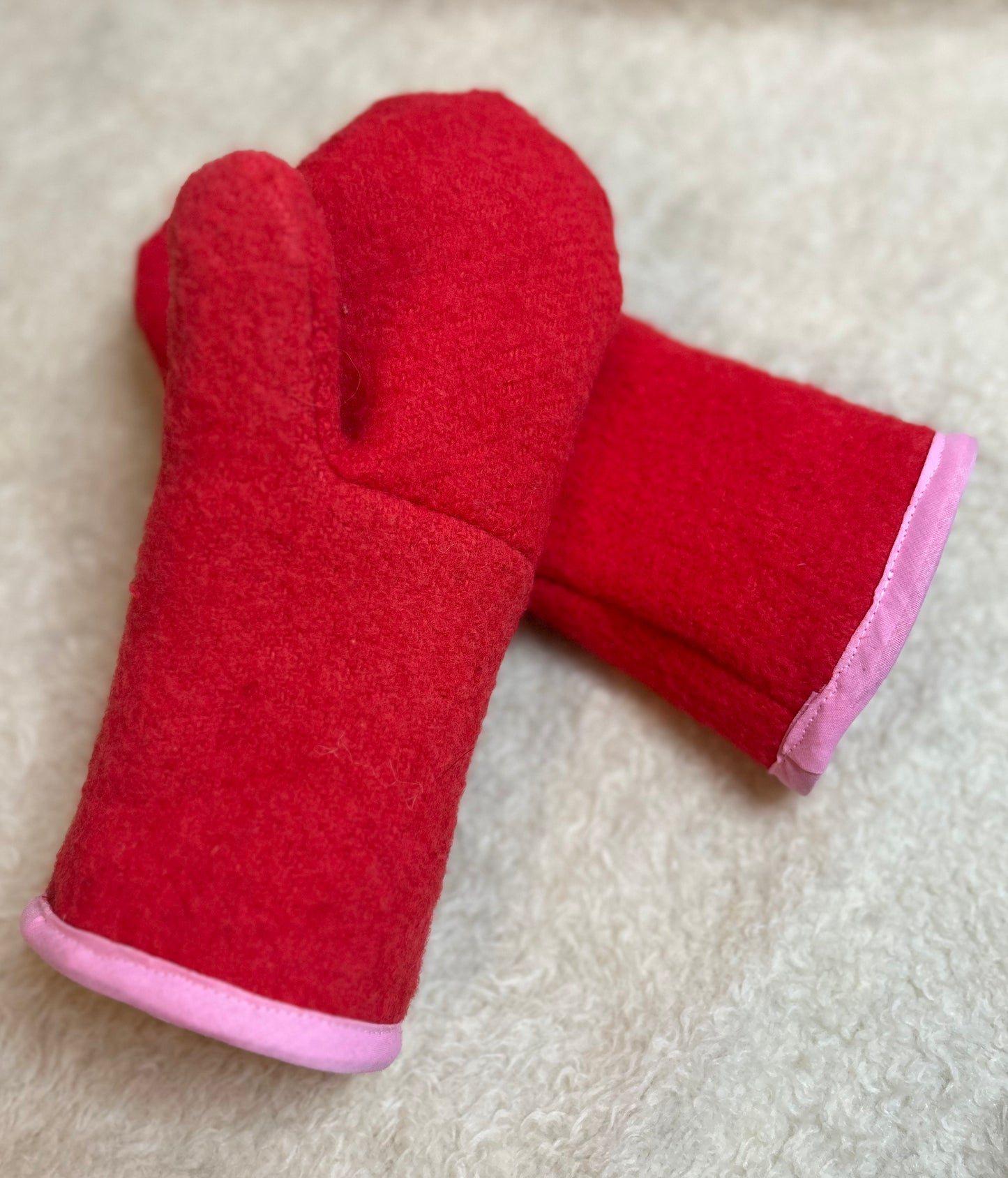 Handmade Upcycled Fleece-Lined Wool Mittens