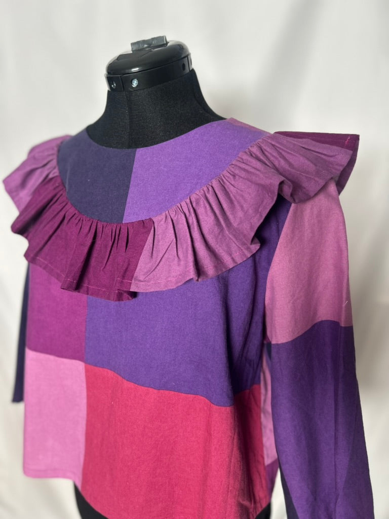 Handmade Upcycled Long Sleeve Ruffle Top