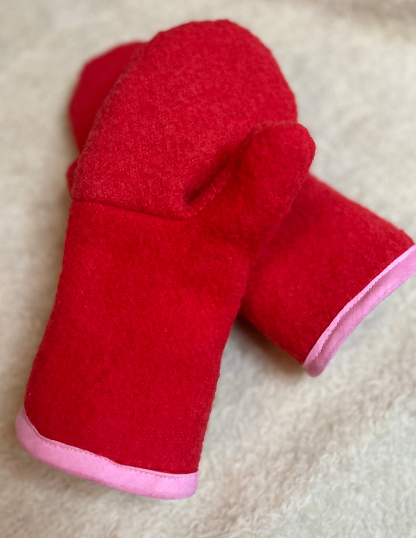 Handmade Upcycled Fleece-Lined Wool Mittens