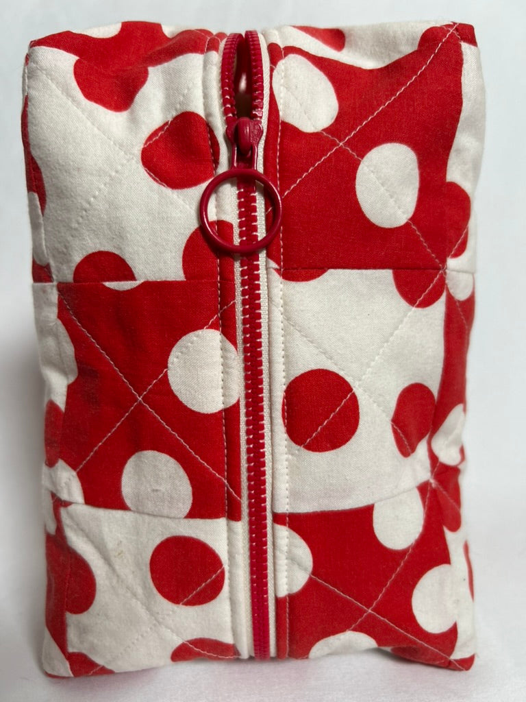 Handmade Upcycled Quilted Polka Dot Boxy Pouch