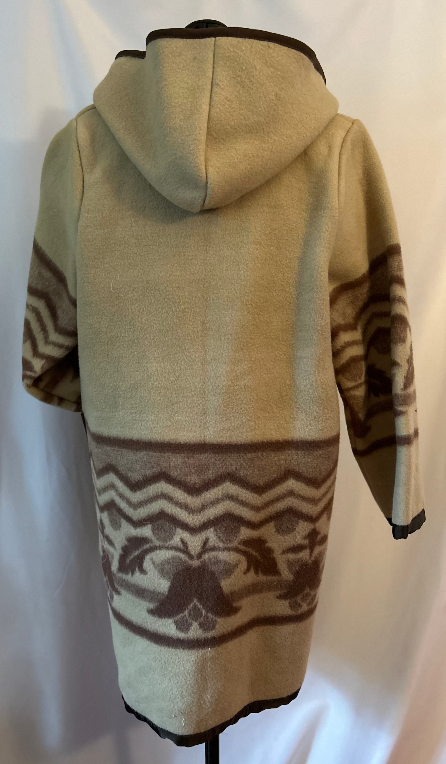 Vintage Wool Blanket Coat – One-of-a-Kind Tan Felted Wool Hooded Jacket