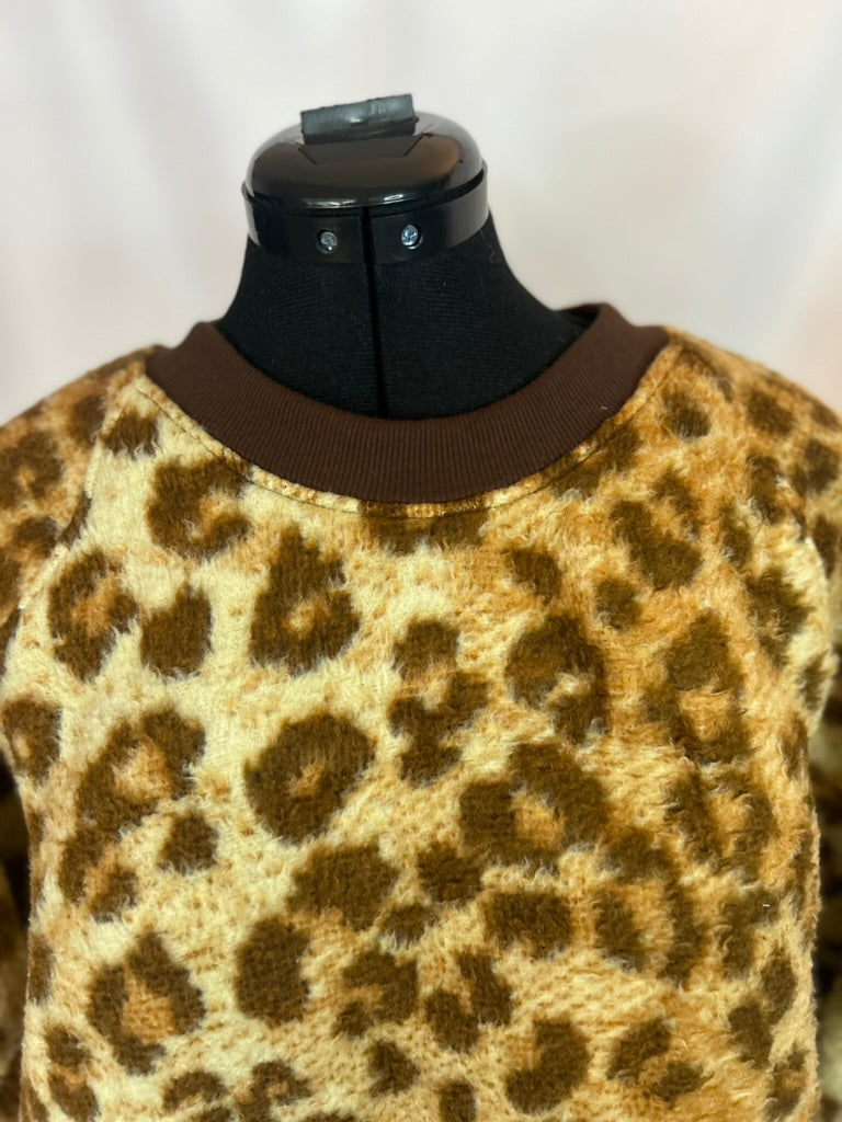 Handmade Upcycled Leopard Blanket Sweatshirt