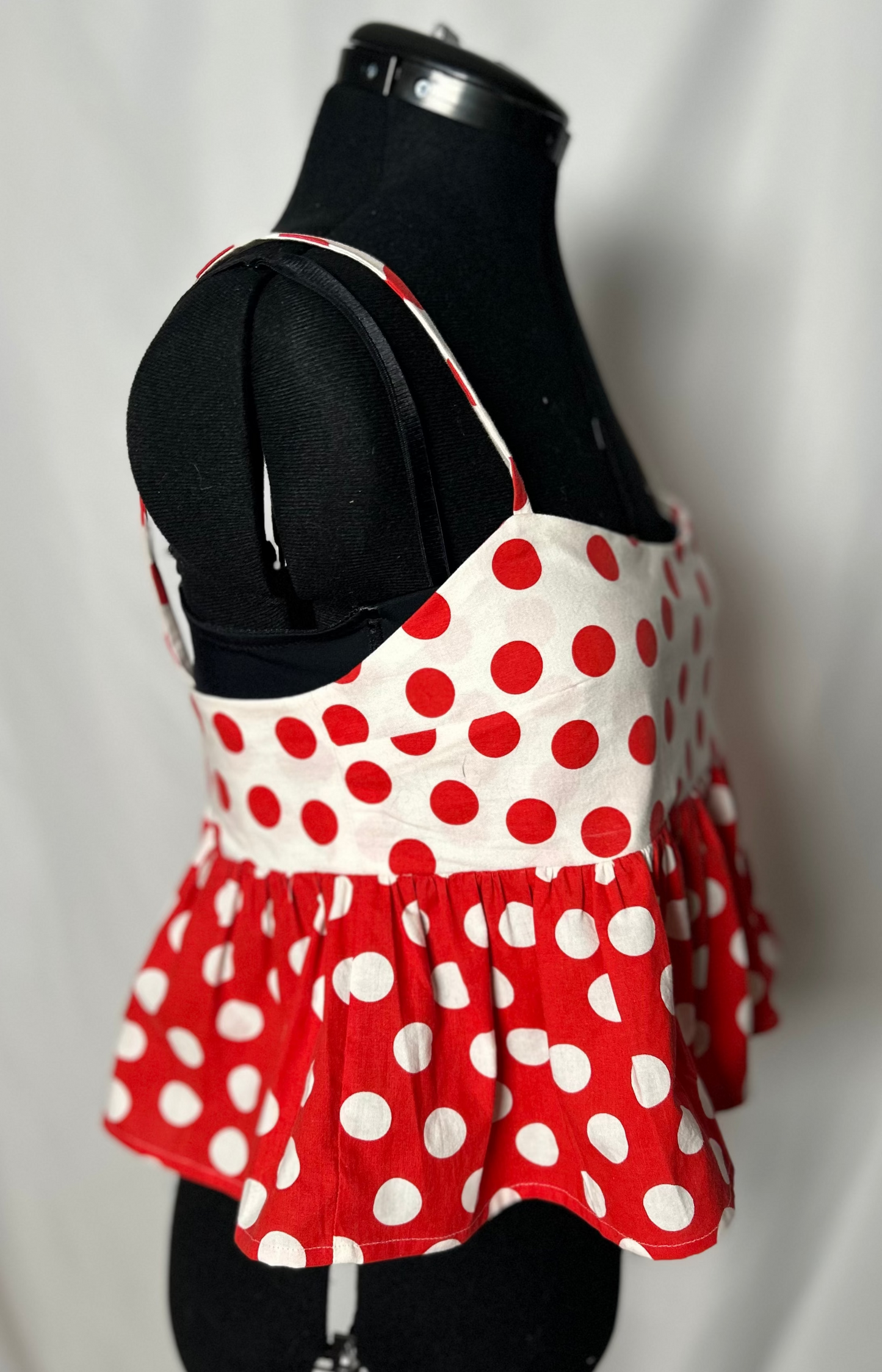 Handmade Upcycled Polka Dot Ruffle Tank