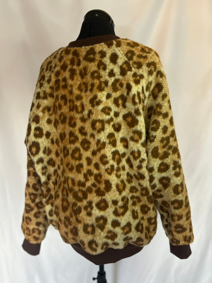 Handmade Upcycled Leopard Blanket Sweatshirt