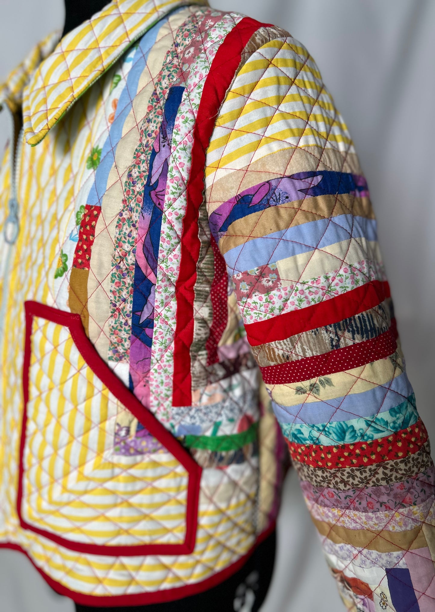 Handmade Upcycled Colourful Quilt Jacket