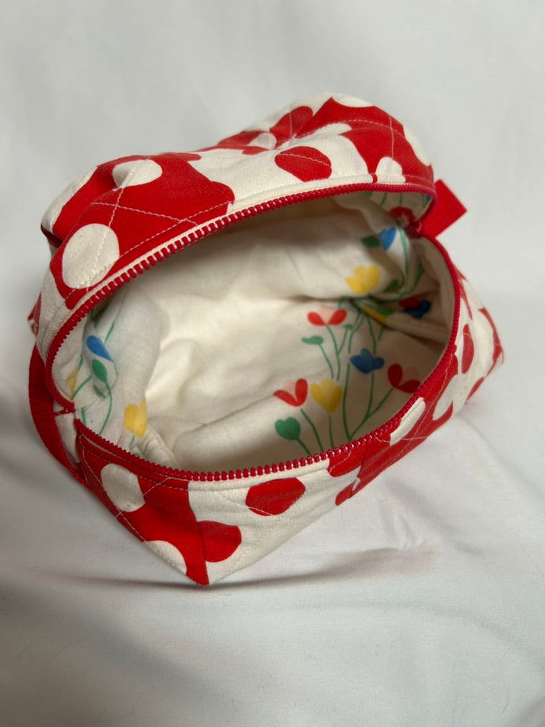 Handmade Upcycled Quilted Polka Dot Boxy Pouch