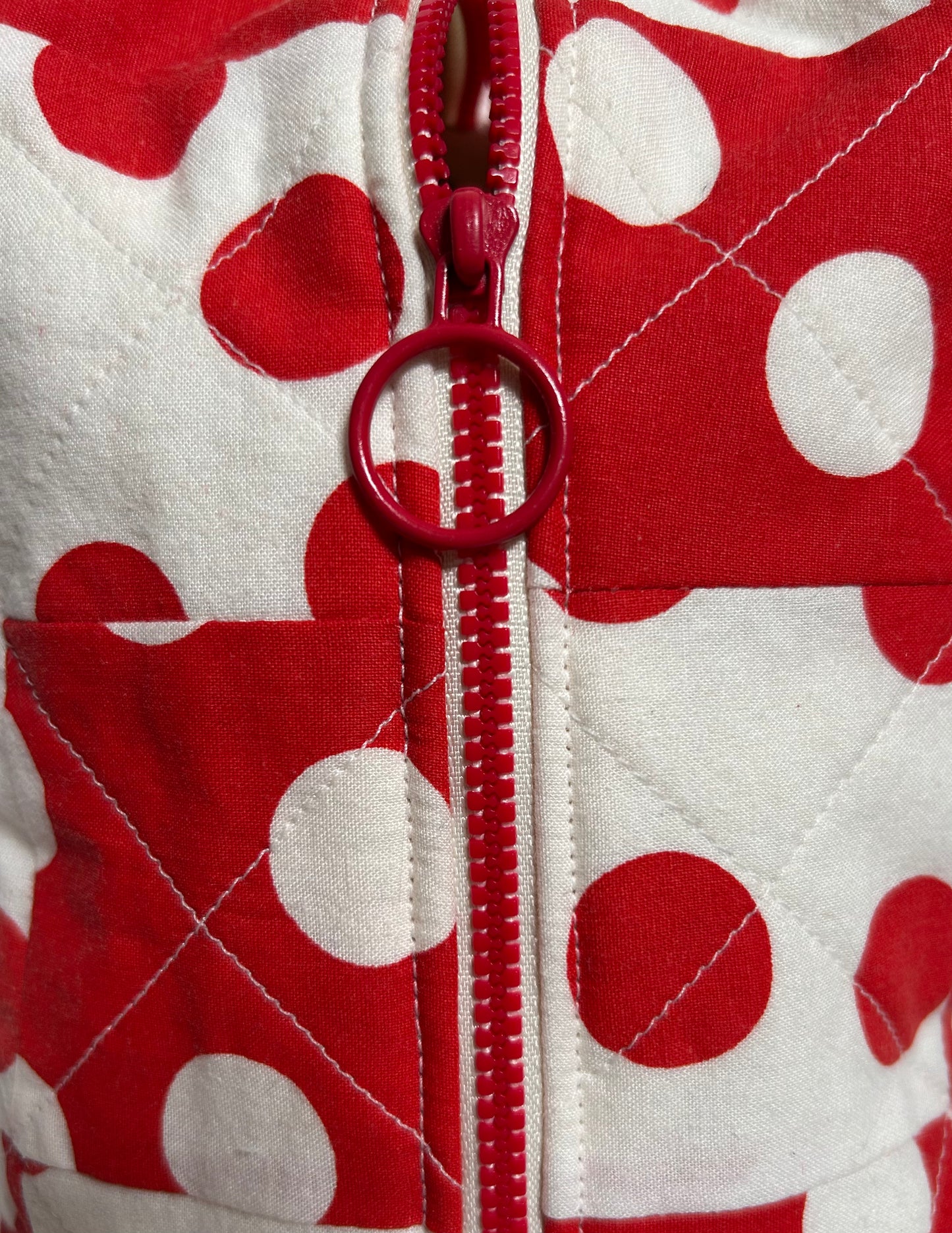 Handmade Upcycled Quilted Polka Dot Boxy Pouch