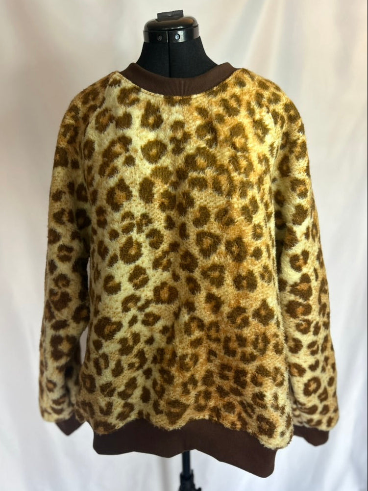 Handmade Upcycled Leopard Blanket Sweatshirt