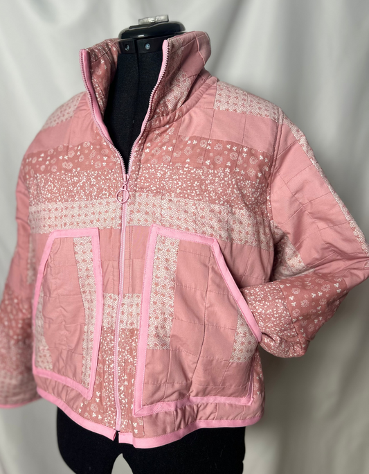 Handmade Upcycled Pink Quilt Shortie Coat