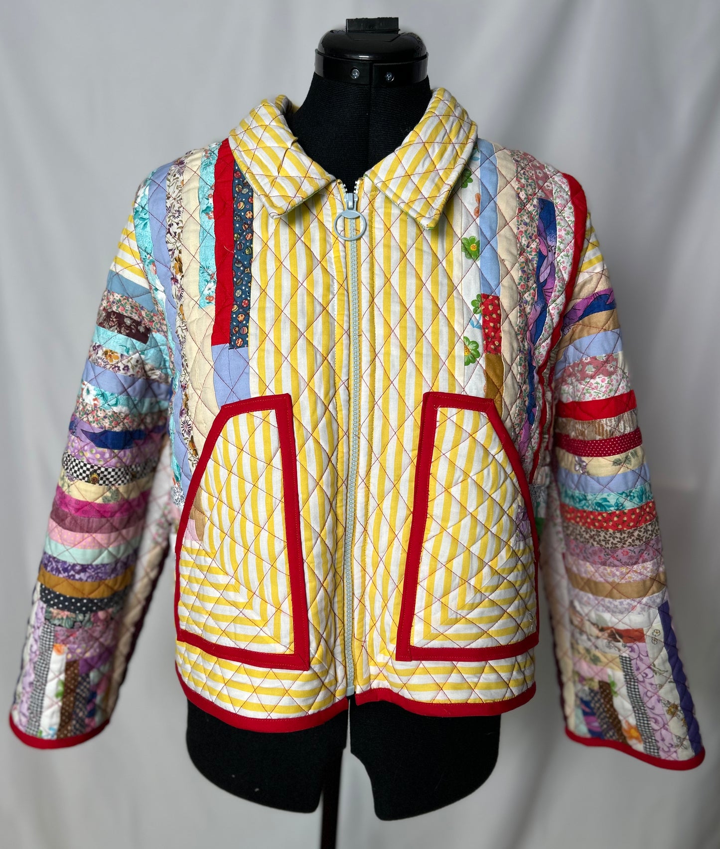 Handmade Upcycled Colourful Quilt Jacket