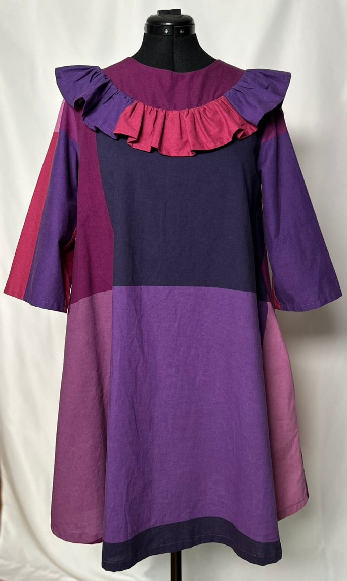 Handmade Upcycled A-Line Cotton Dress with Pockets
