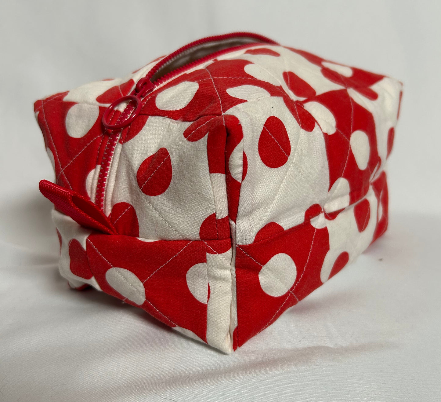 Handmade Upcycled Quilted Polka Dot Boxy Pouch